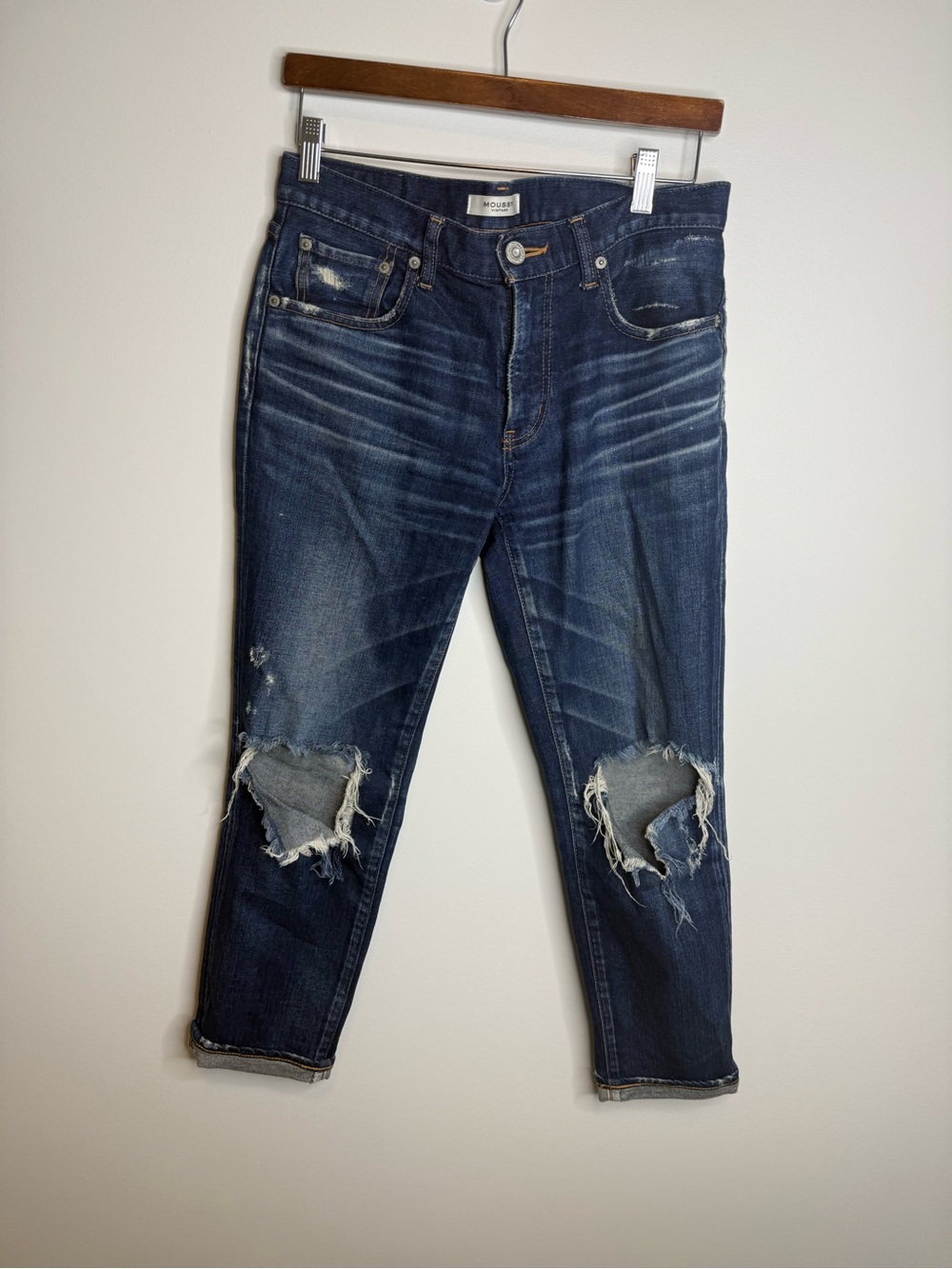 Moussy Dark Blue Distressed Slim Women's Jeans size 27